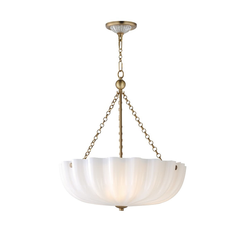 Maxim Lighting Bundt 3 Light 18" Semi-Flush Mount, White/Aged Brass - 22653WTNAB