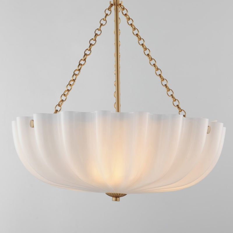 Maxim Lighting Bundt 3 Light 18" Semi-Flush Mount, White/Aged Brass