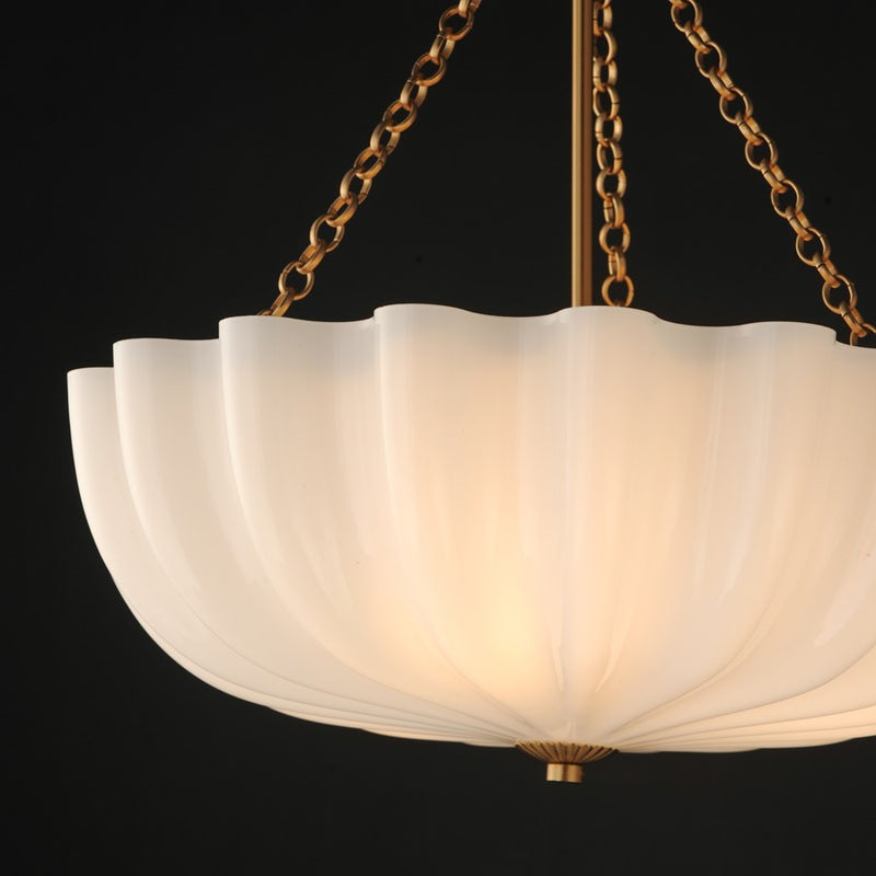 Maxim Lighting Bundt 3 Light 18" Semi-Flush Mount, White/Aged Brass