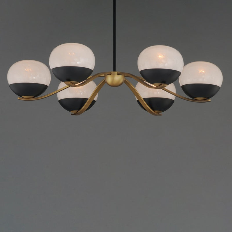 Maxim Lucerne 6Lt Single-Tier Chandelier, Black/Brass/Marble