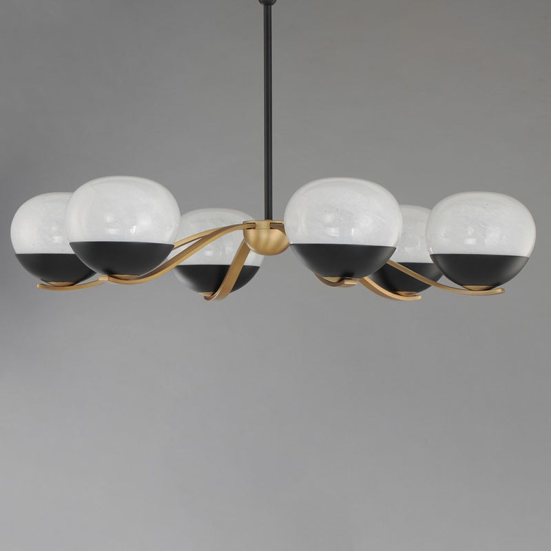 Maxim Lucerne 6Lt Single-Tier Chandelier, Black/Brass/Marble