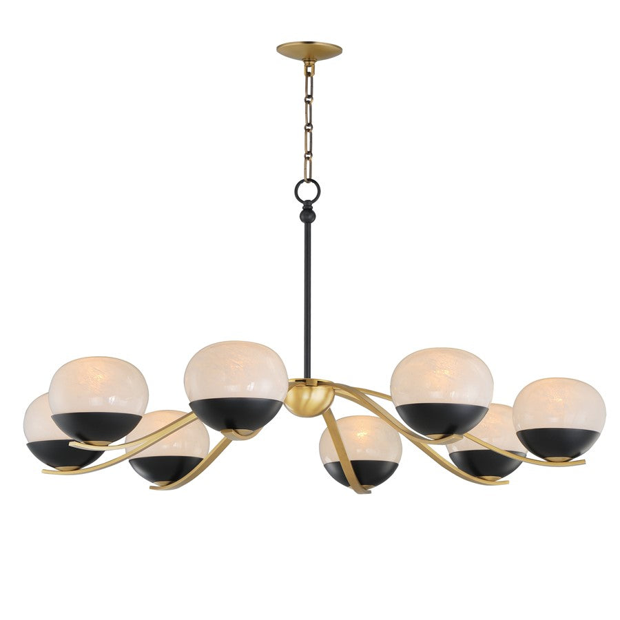 Maxim Lucerne 8Lt Chandelier, Black/Aged Brass/Marble - 24648MRBKNAB