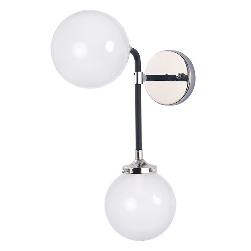 Maxim Lighting Atom 2-Light Sconce, Black/Nickel/White