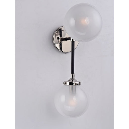 Maxim Lighting Atom 2-Light Sconce, Black/Nickel/White