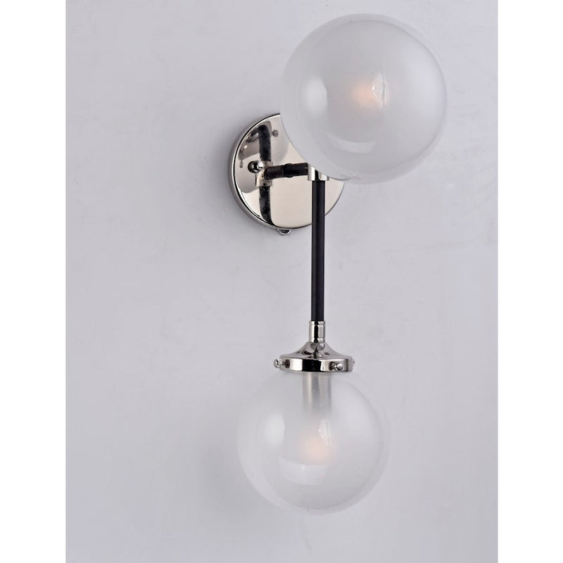 Maxim Lighting Atom 2-Light Sconce, Black/Nickel/White