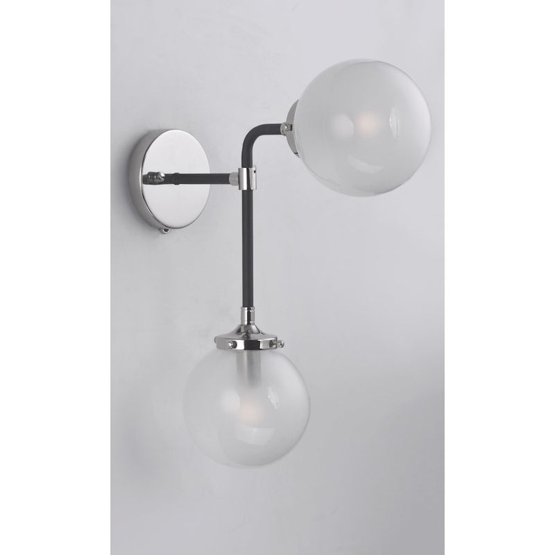 Maxim Lighting Atom 2-Light Sconce, Black/Nickel/White