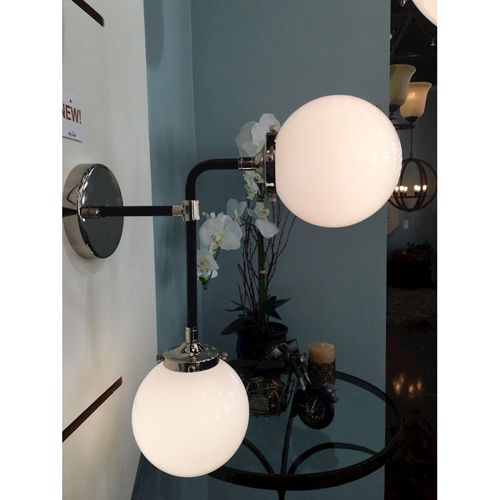 Maxim Lighting Atom 2-Light Sconce, Black/Nickel/White
