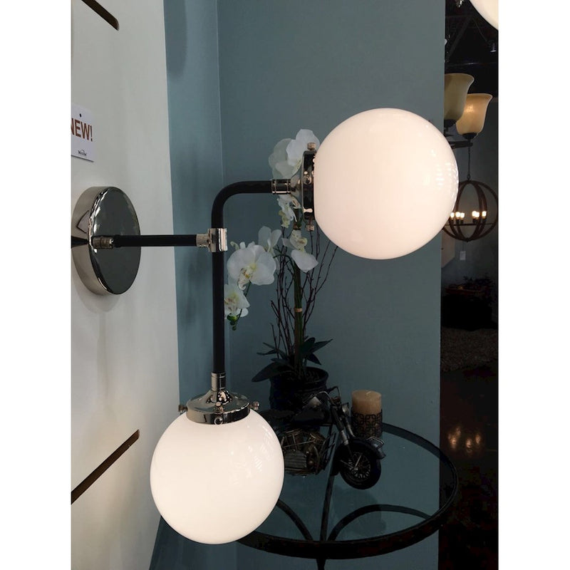 Maxim Lighting Atom 2-Light Sconce, Black/Nickel/White