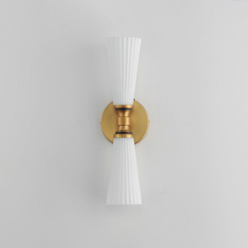Maxim Lighting Krevat 2 Light Wall Sconce, Black/Aged Brass/White