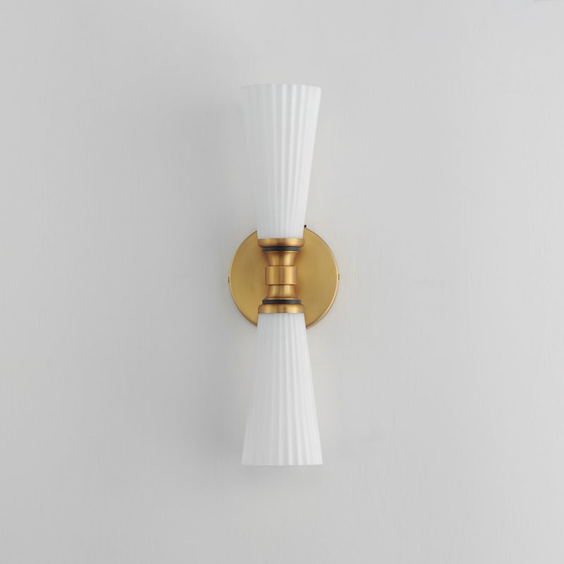 Maxim Lighting Krevat 2 Light Wall Sconce, Black/Aged Brass/White