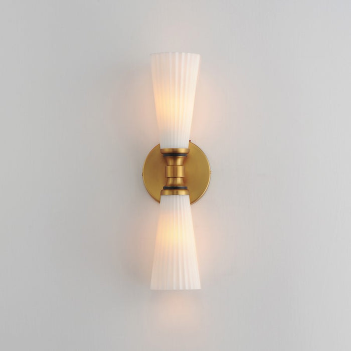 Maxim Lighting Krevat 2 Light Wall Sconce, Black/Aged Brass/White