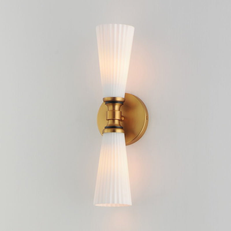Maxim Lighting Krevat 2 Light Wall Sconce, Black/Aged Brass/White