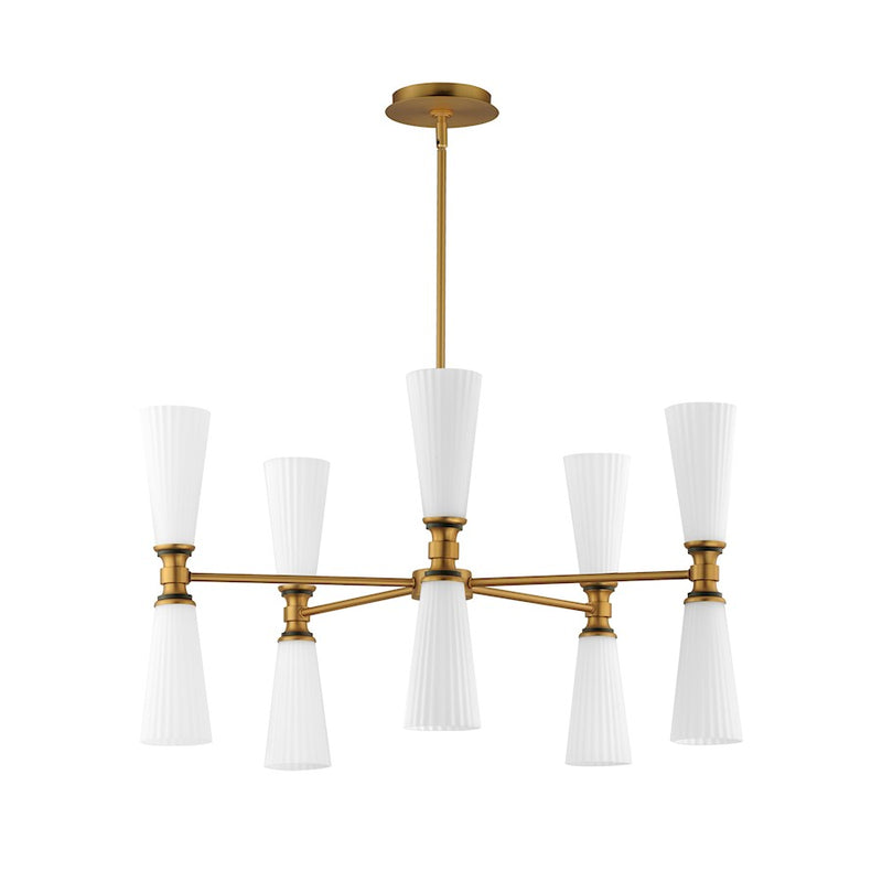 Maxim Lighting Krevat 10 Light Chandelier, Black/Aged Brass/White