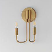 Maxim Lighting Abner 12in 2-Light Wall Sconce | Modern Natural Aged Brass Steel | Bedroom & Hallway Accent Light | 7 x 12 x 5 in | Model 24860NAB
