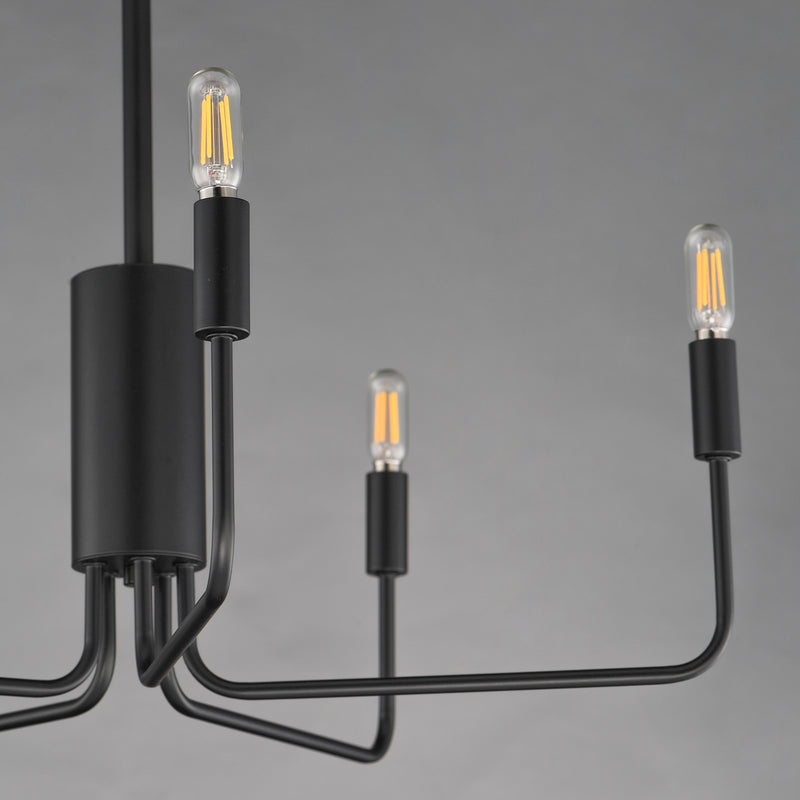 Maxim Lighting Abner 24in 5-Light Chandelier | Modern Black Steel | Dining Room & Foyer | 24 x 24 x 21 in | Model 24865BK