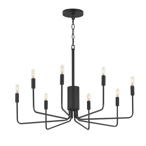Maxim Lighting Abner 32in 8-Light Chandelier | Modern Black Steel | Dining Room & Foyer | 32 x 32 x 27 in | Model 24868BK