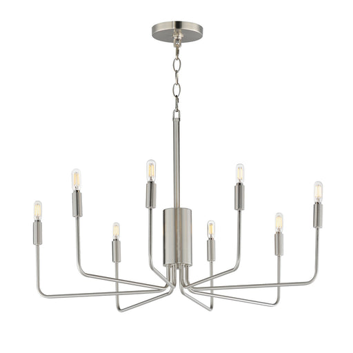 Maxim Lighting Abner 32in 8-Light Chandelier | Modern Satin Nickel Steel | Dining Room & Foyer | 32 x 32 x 27 in | Model 24868SN