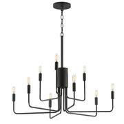 Maxim Lighting Abner 32in 9-Light Chandelier | Modern Black Steel | Dining Room & Foyer | 32 x 32 x 32 in | Model 24869BK