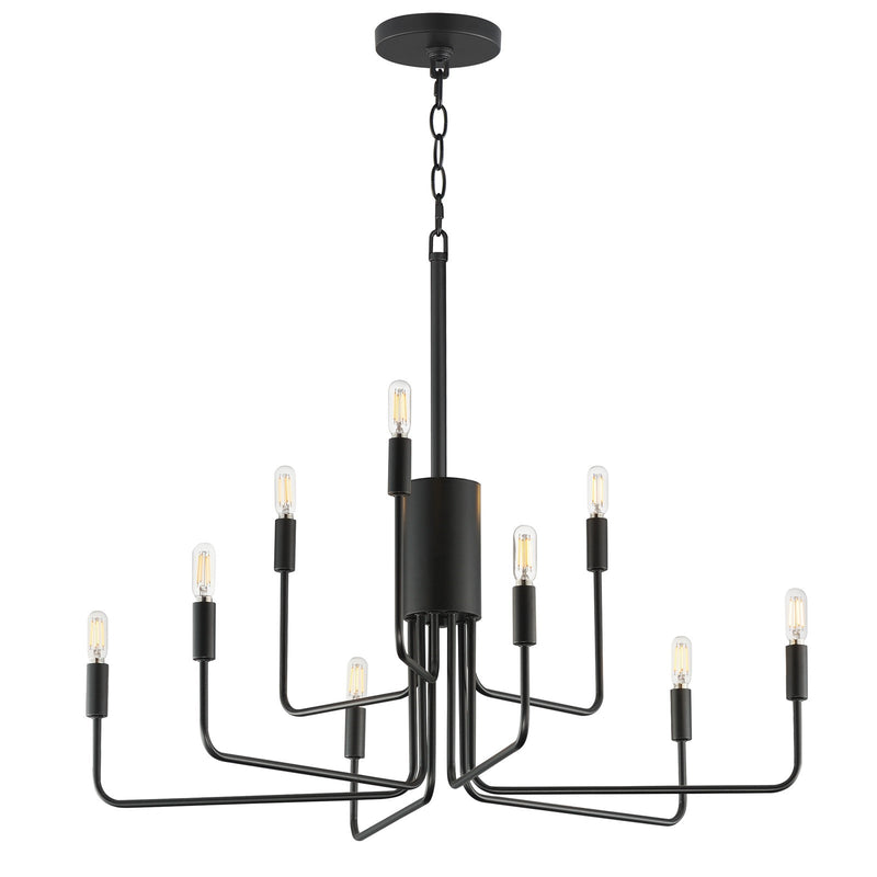 Maxim Lighting Abner 32in 9-Light Chandelier | Modern Black Steel | Dining Room & Foyer | 32 x 32 x 32 in | Model 24869BK