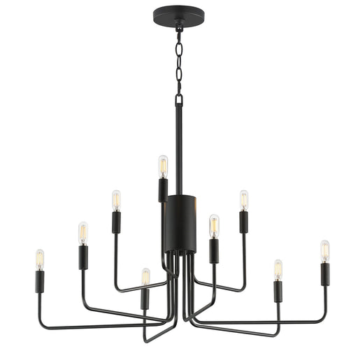 Maxim Lighting Abner 32in 9-Light Chandelier | Modern Black Steel | Dining Room & Foyer | 32 x 32 x 32 in | Model 24869BK