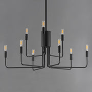 Maxim Lighting Abner 32in 9-Light Chandelier | Modern Black Steel | Dining Room & Foyer | 32 x 32 x 32 in | Model 24869BK