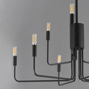 Maxim Lighting Abner 32in 9-Light Chandelier | Modern Black Steel | Dining Room & Foyer | 32 x 32 x 32 in | Model 24869BK