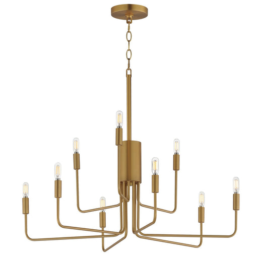 Maxim Lighting Abner 32in 9-Light Chandelier | Modern Natural Aged Brass Steel | Dining Room & Foyer | 32 x 32 x 32 in | Model 24869NAB