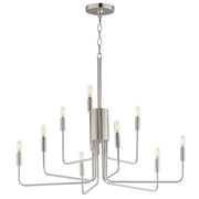 Maxim Lighting Abner 32in 9-Light Chandelier | Modern Satin Nickel Steel | Dining Room & Foyer | 32 x 32 x 32 in | Model 24869SN