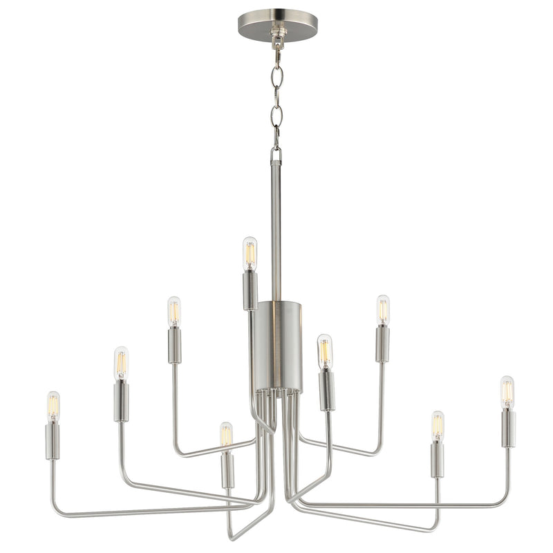 Maxim Lighting Abner 32in 9-Light Chandelier | Modern Satin Nickel Steel | Dining Room & Foyer | 32 x 32 x 32 in | Model 24869SN