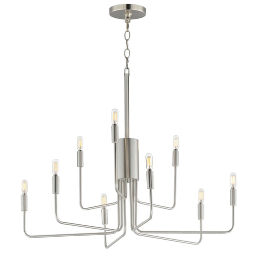 Maxim Lighting Abner 32in 9-Light Chandelier | Modern Satin Nickel Steel | Dining Room & Foyer | 32 x 32 x 32 in | Model 24869SN