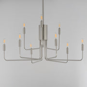 Maxim Lighting Abner 32in 9-Light Chandelier | Modern Satin Nickel Steel | Dining Room & Foyer | 32 x 32 x 32 in | Model 24869SN