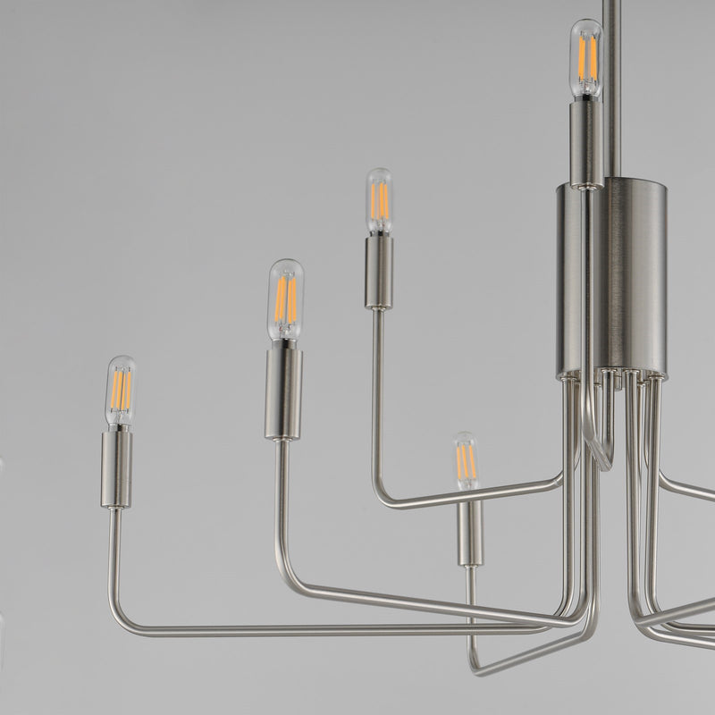 Maxim Lighting Abner 32in 9-Light Chandelier | Modern Satin Nickel Steel | Dining Room & Foyer | 32 x 32 x 32 in | Model 24869SN