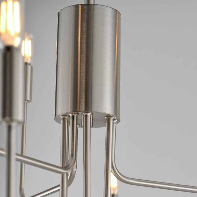 Maxim Lighting Abner 32in 9-Light Chandelier | Modern Satin Nickel Steel | Dining Room & Foyer | 32 x 32 x 32 in | Model 24869SN