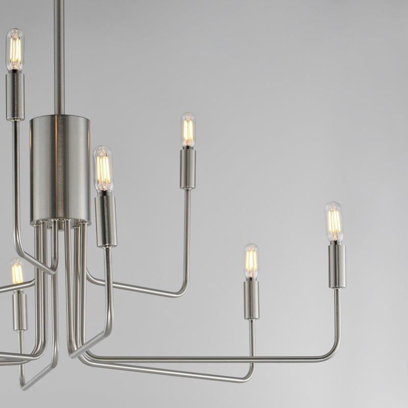 Maxim Lighting Abner 32in 9-Light Chandelier | Modern Satin Nickel Steel | Dining Room & Foyer | 32 x 32 x 32 in | Model 24869SN