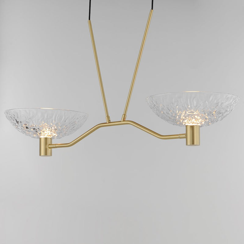 Maxim Lighting Metropolis 2 Light Linear Pendant, Brass/Clear