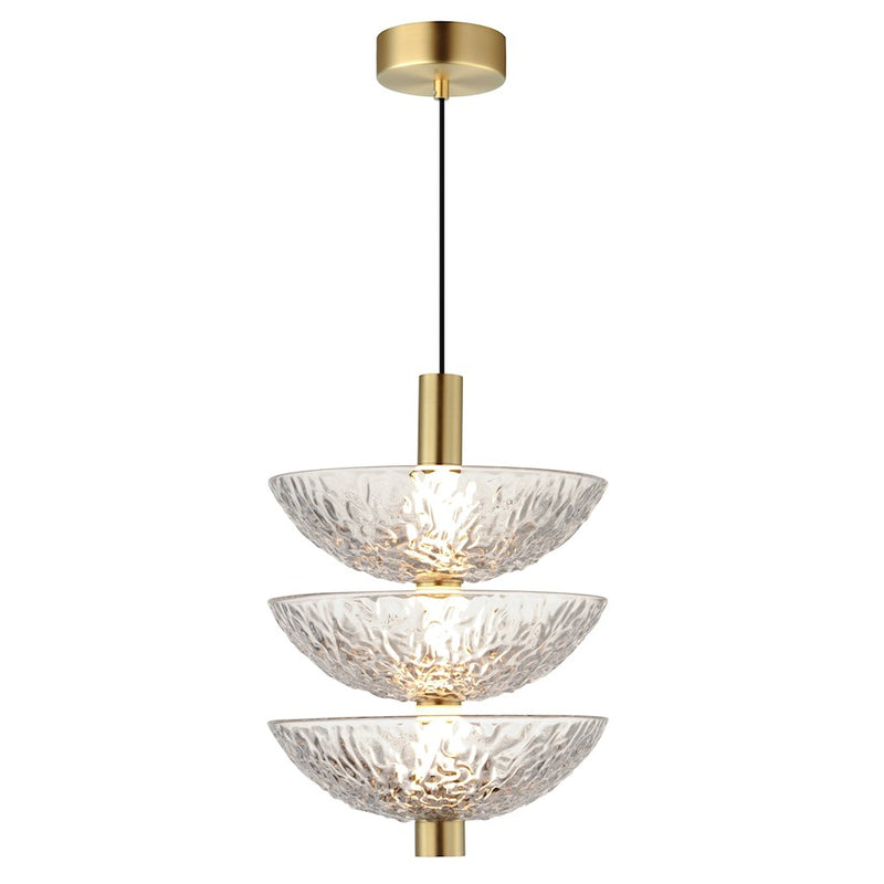 Maxim Lighting Metropolis 3 Light Pendant, Brass/Textured Clear