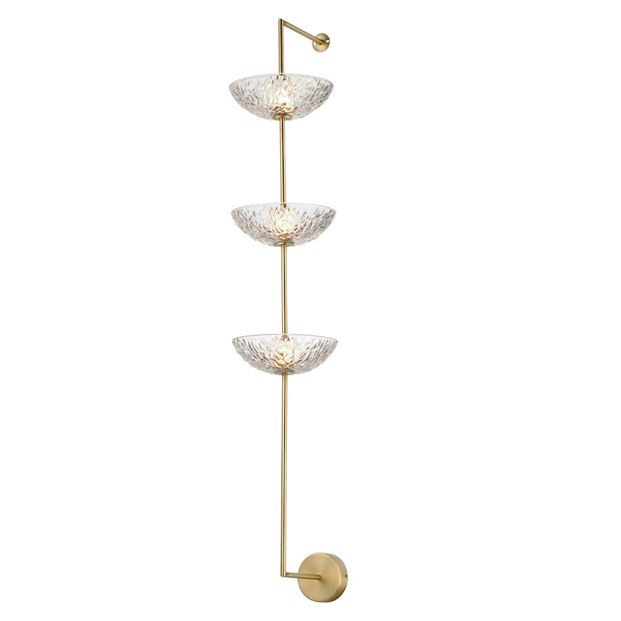 Maxim Lighting Metropolis 3 Light Wall Sconce, Brass/Textured Clear