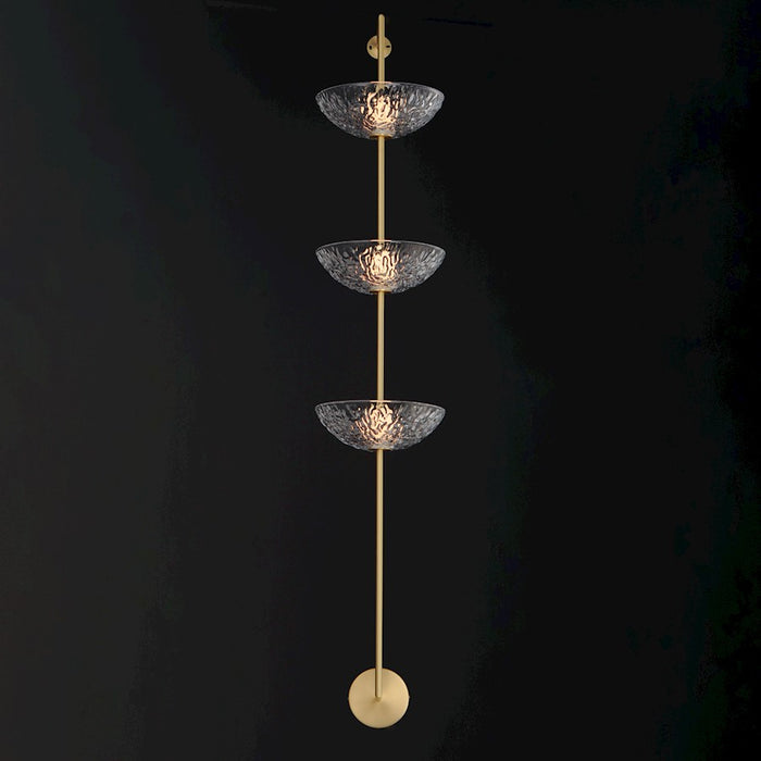 Maxim Lighting Metropolis 3 Light Wall Sconce, Brass/Textured Clear