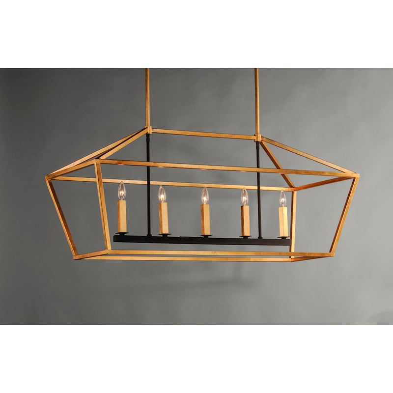 Maxim Lighting Abode 5-Light Chandelier, Gold Leaf/Textured Black