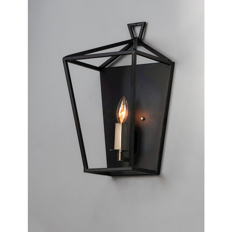 Maxim Lighting Abode 1-Light Wall Mount, Black/Polished Nickel