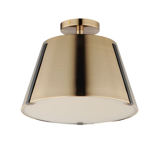 Maxim Lighting Carlo 1 Light Semi-Flush Mount, Bronze/Leather/Brass