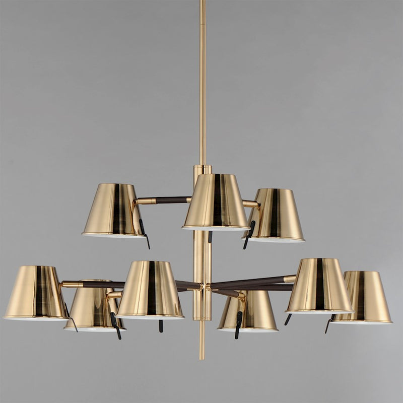 Maxim Lighting Carlo Chandelier, Dark Bronze/Leather/Brass