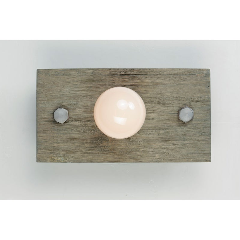 Maxim Lighting Plank 1-Light Wall Sconce, Weathered Wood/Brass