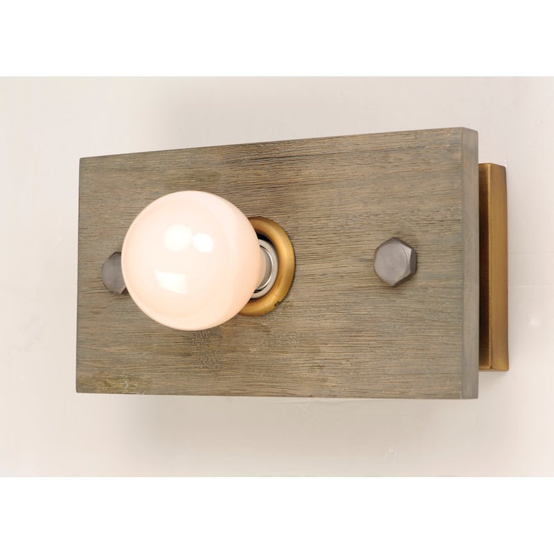 Maxim Lighting Plank 1-Light Wall Sconce, Weathered Wood/Brass