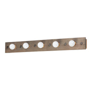 Maxim Lighting Plank 5-Light Bath Vanity, Weathered Wood/Brass