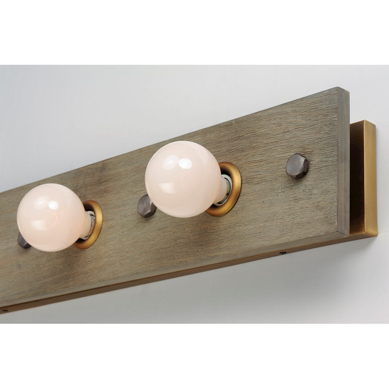 Maxim Lighting Plank 5-Light Bath Vanity, Weathered Wood/Brass