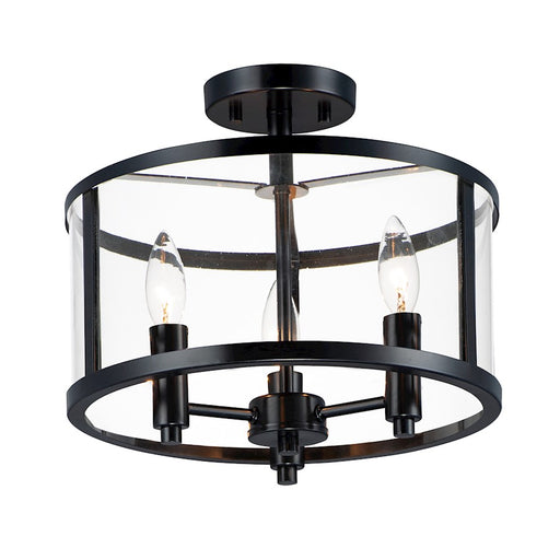 Maxim Lighting Sentinel 3 Light Semi Flush, Black/Clear