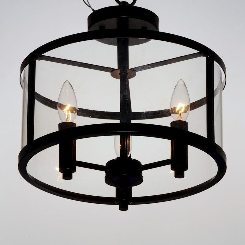 Maxim Lighting Sentinel 3 Light Semi Flush, Black/Clear