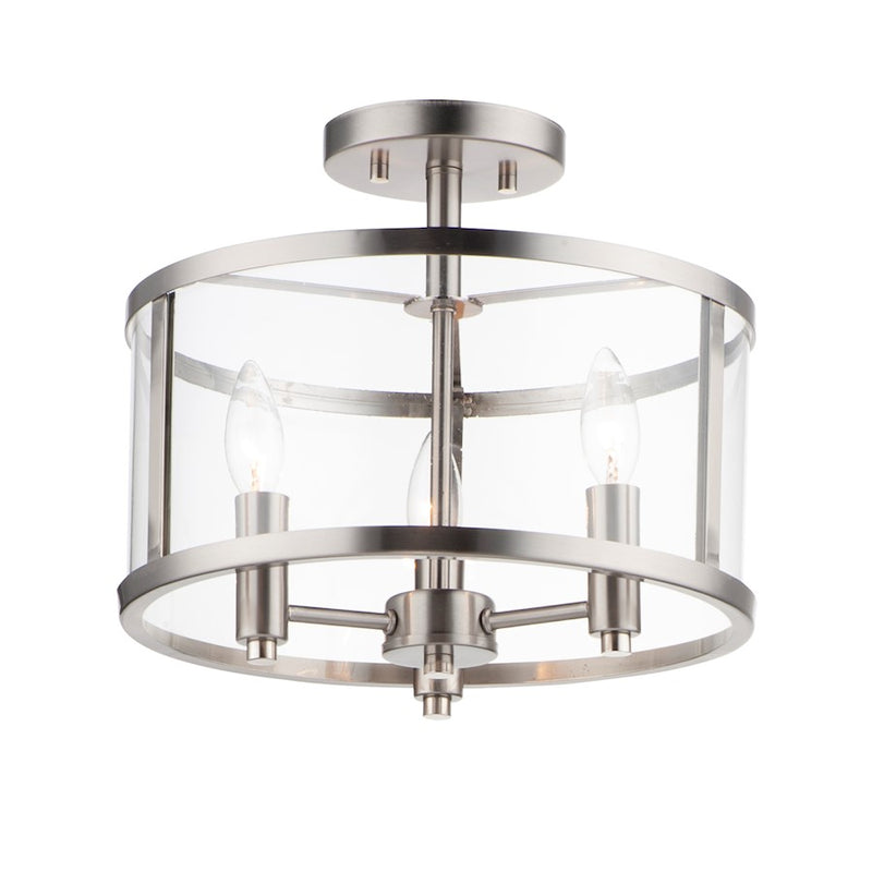 Maxim Lighting Sentinel 3-Light Semi Flush, Satin Nickel/Clear