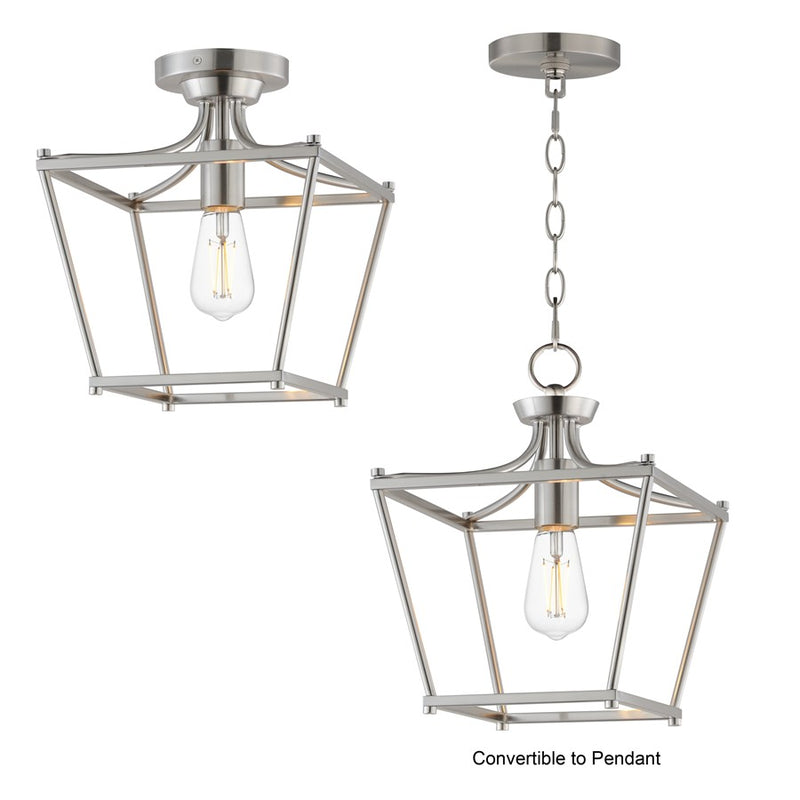 Maxim Lighting Clifton 1 Light 11.75" Semi-Flush Mount, Satin Nickel